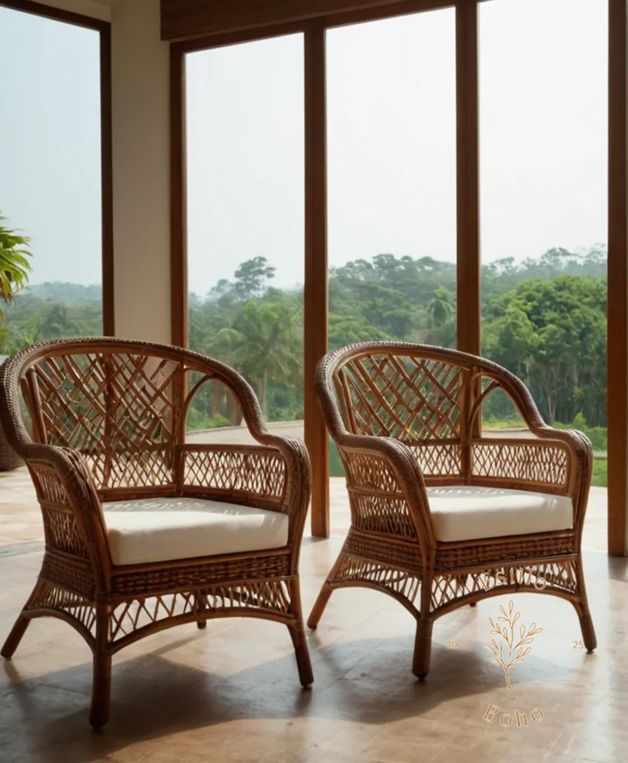4 rattan chairs or sofas affected by humidity issues.