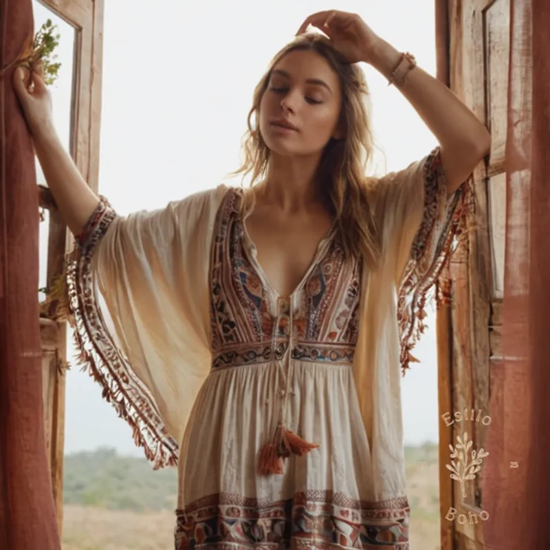 A beautiful, bohemian-style outfit with flowing organic cotton fabric.