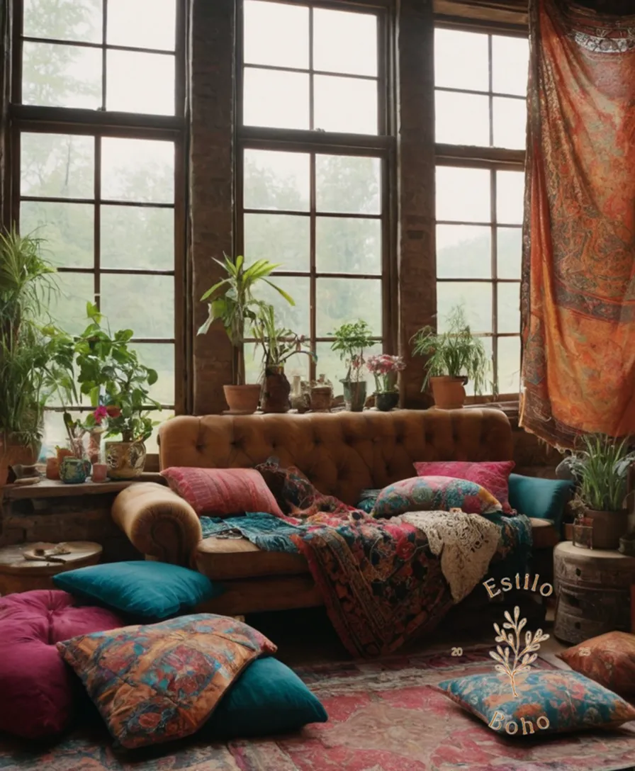 3-4 chaotic, mismatched textiles being rearranged into bohemian decor.