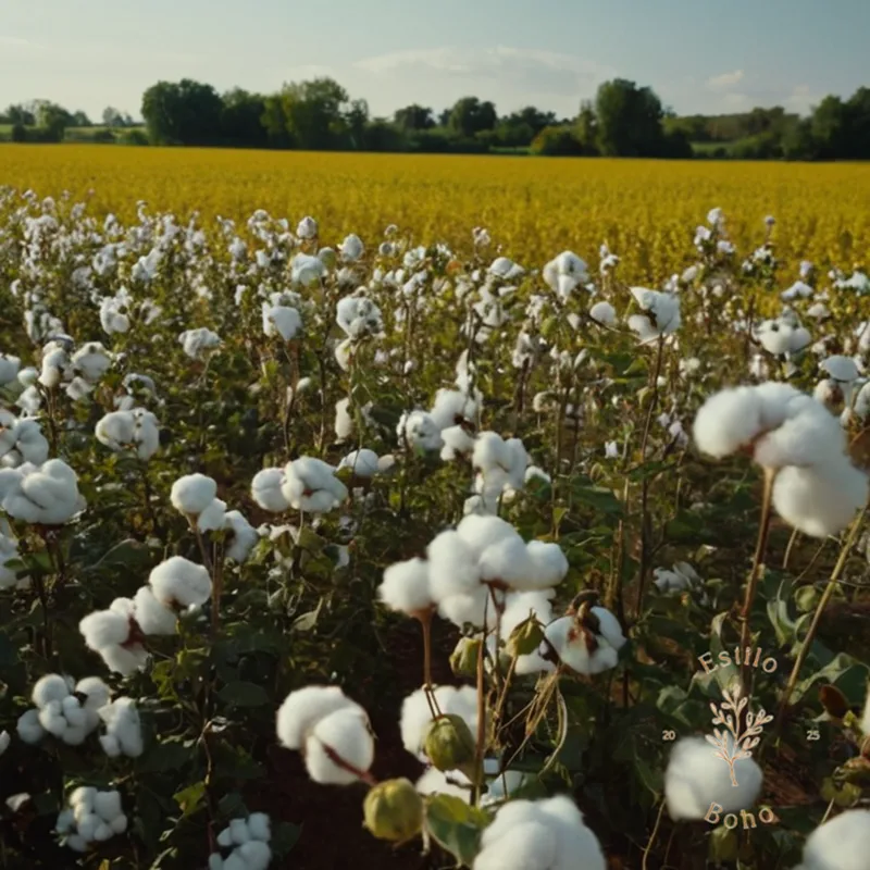 A photo of organic cotton, likely in natural settings.