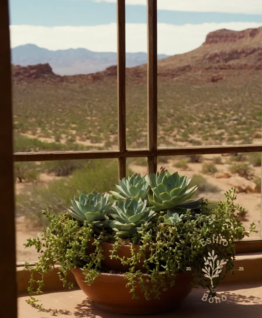 5-6 succulent vines thriving against a desert backdrop.