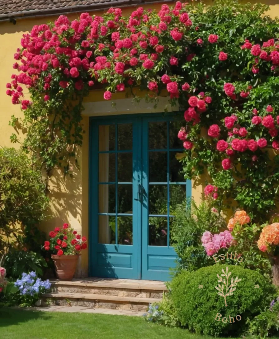 3 types of flowering, climbing plants in a colorful garden setting.