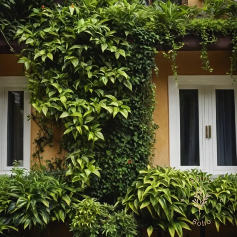 3 unique, exotic climbing plants supporting each other outdoors.