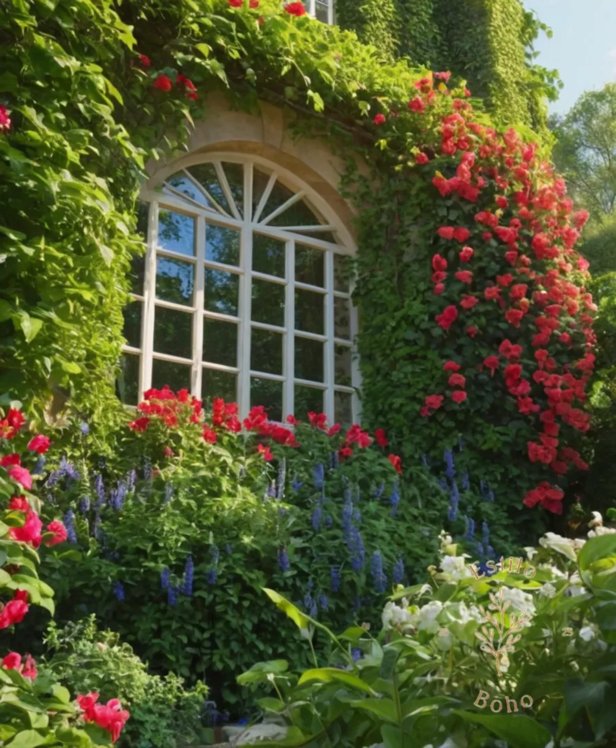 A lush, vibrant garden scene with native climbers.