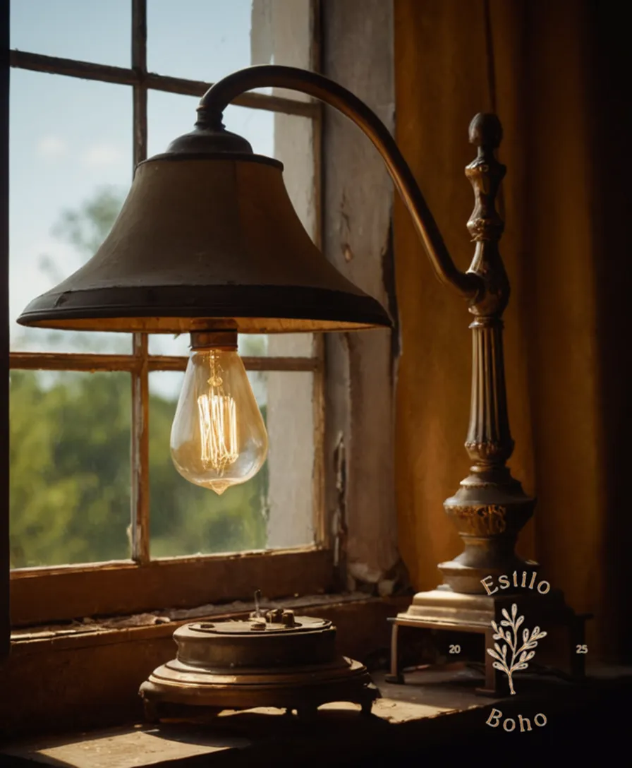 A stylish, broken lamp being restored or repaired.