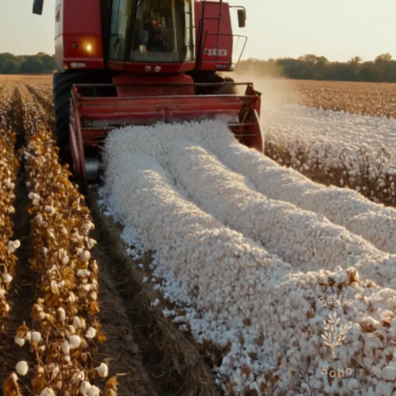 a natural setting with organic cotton being harvested.