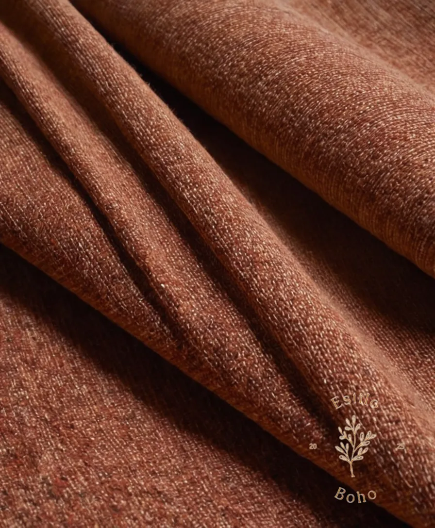 Hand-loomed organic cotton fabric in bohemian-inspired texture and color.