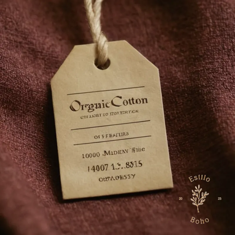 a picture of an organic cotton fabric tag or label.