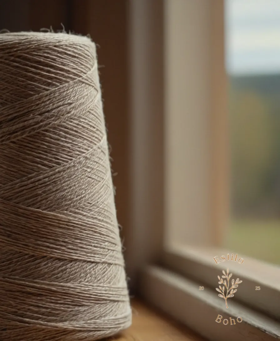 A natural fabric bolt with organic cotton threads.