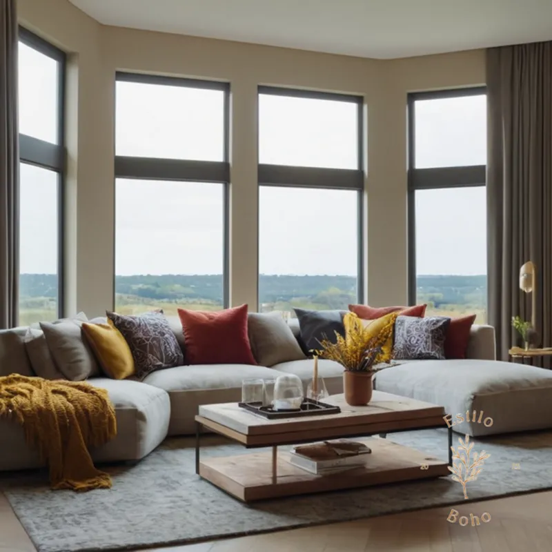 A stylish living room with mixed textiles in harmony.