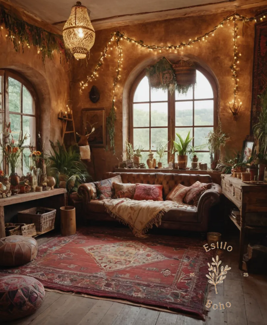 6 bohemian-inspired decor elements strewn together in disarray.