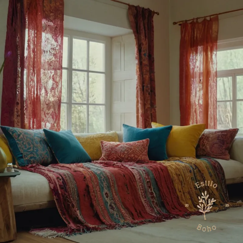 3-4 layered textiles with eclectic decoration.